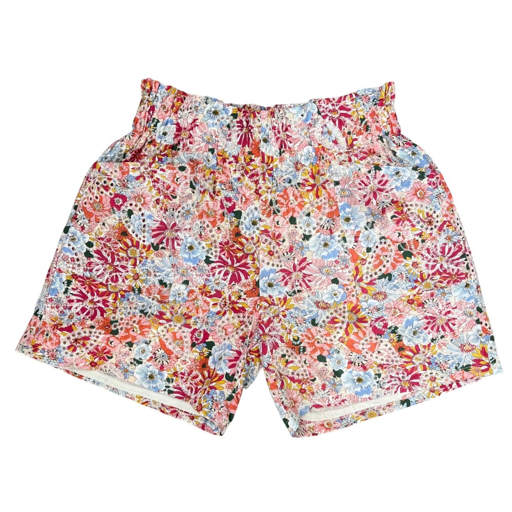 Solitaire Floral Eyelet Shorts‎ XL Multicolor High Rise Elastic Waist Boho